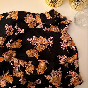 Who What Wear Mock-Neck Black Floral Midi Dress